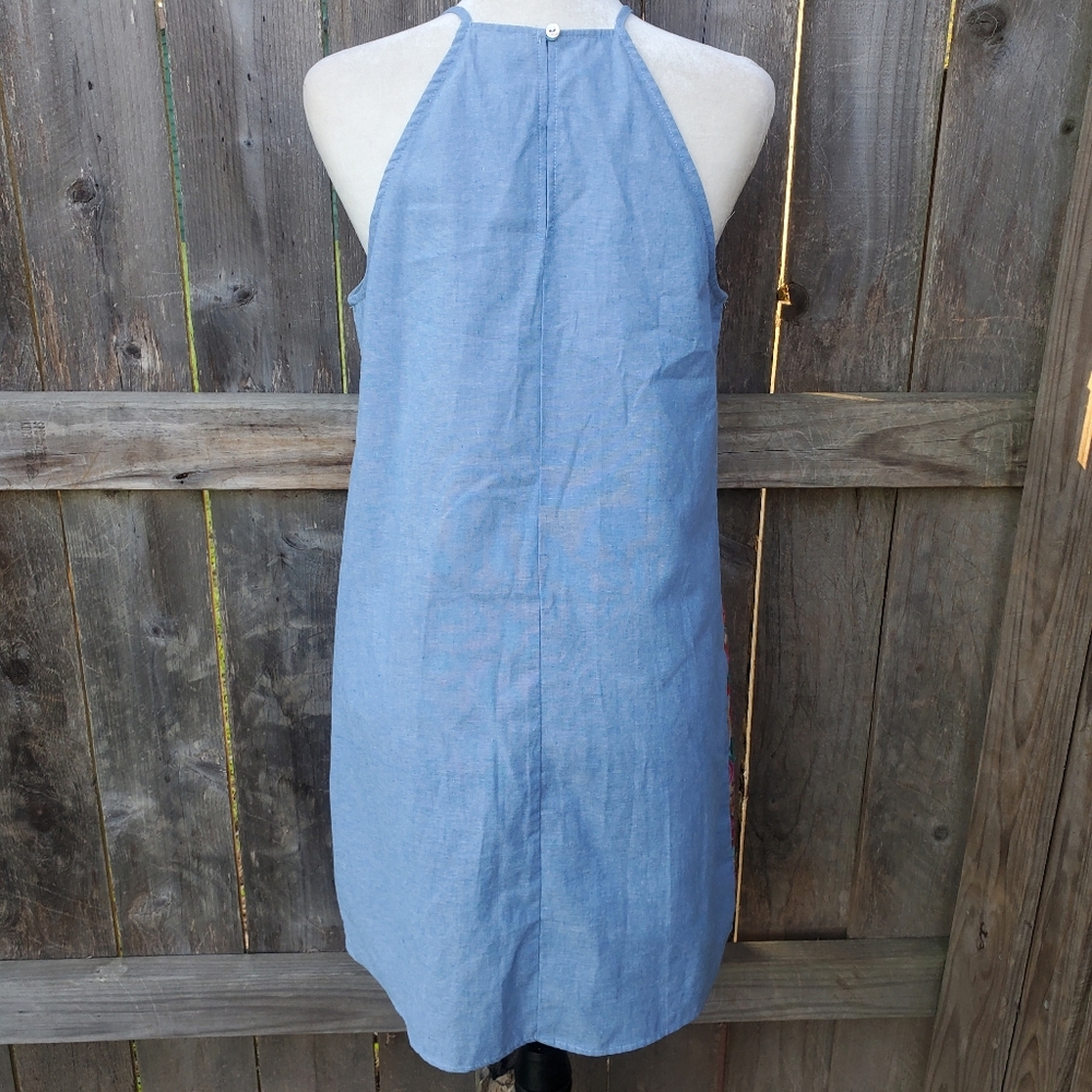 Entro Embroidered Pattern Denim Spring Dress M - image 5